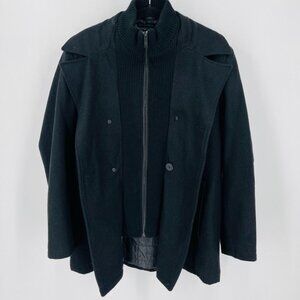 Kenneth Cole Reaction Mens Heavy Winter Coat Size L Black Zip and Button Close